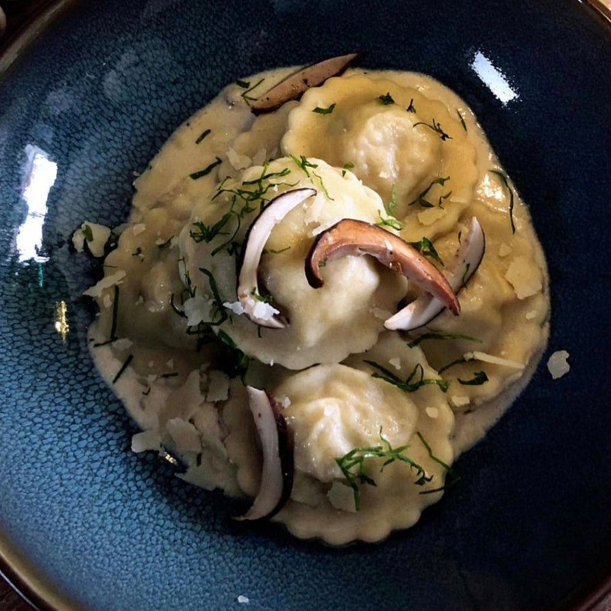 Ravioles aux Cèpes et saucisse de Montbéliard